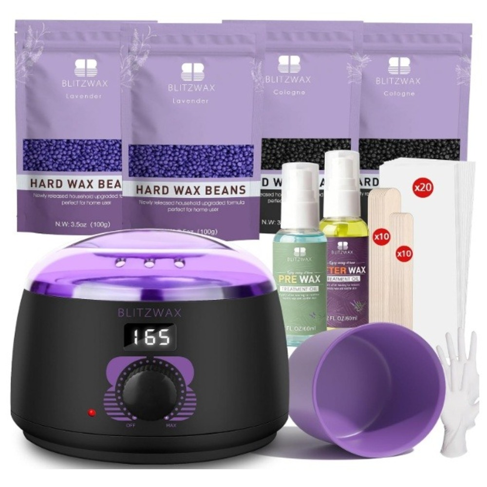 NEW Blitzwax Hair Removal Waxing Kit 100W Digital Warmer Hard Wax Beans Lavender